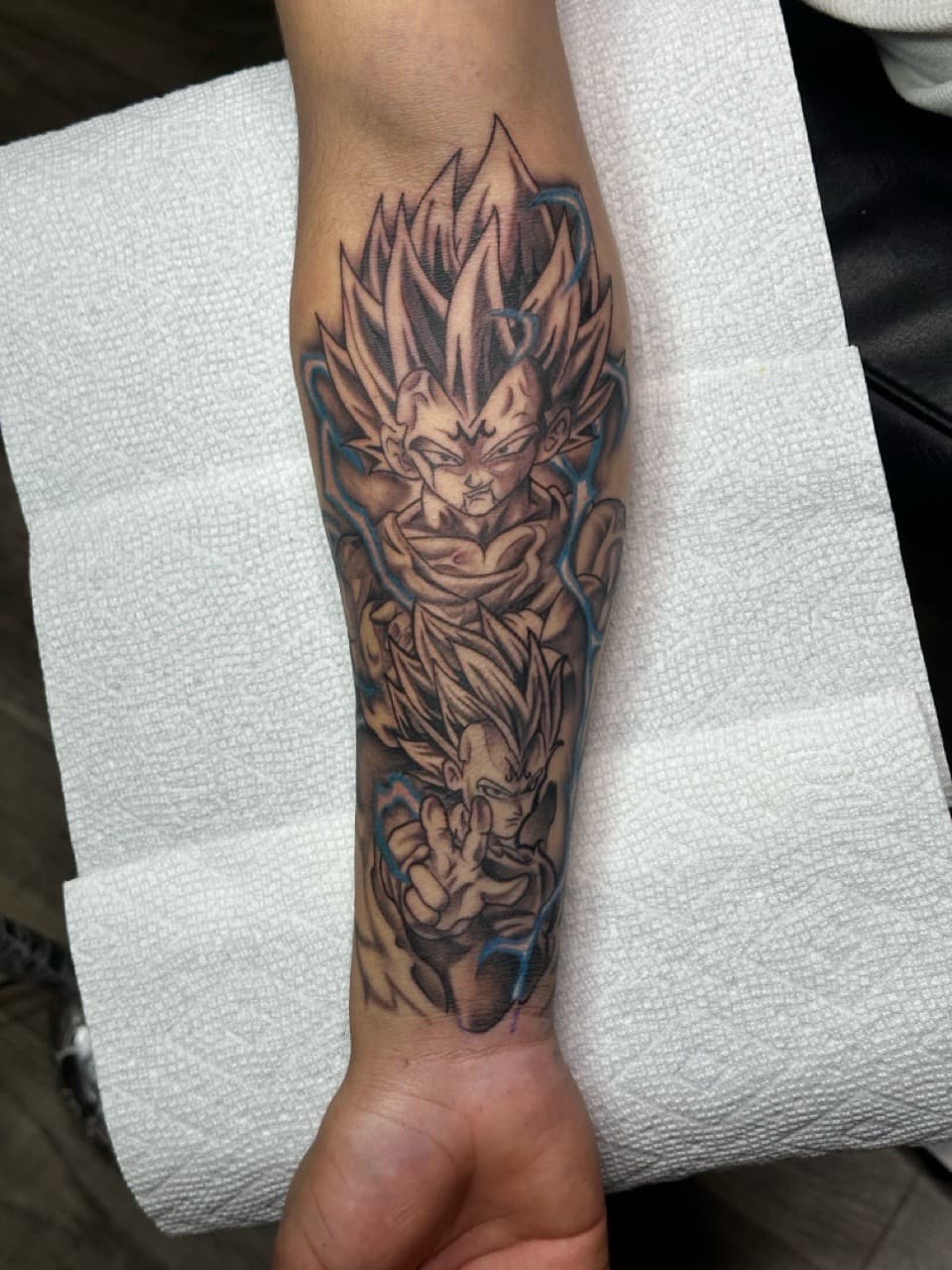 Anime + Black & Grey characters tattoo on Forearm by Tattoos_By_Dolph on TattMe