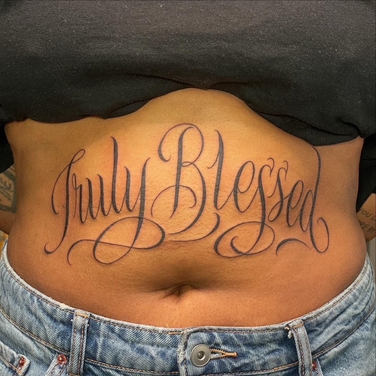 Lettering + Script words tattoo on Stomach by Tattoos_By_Dolph on TattMe