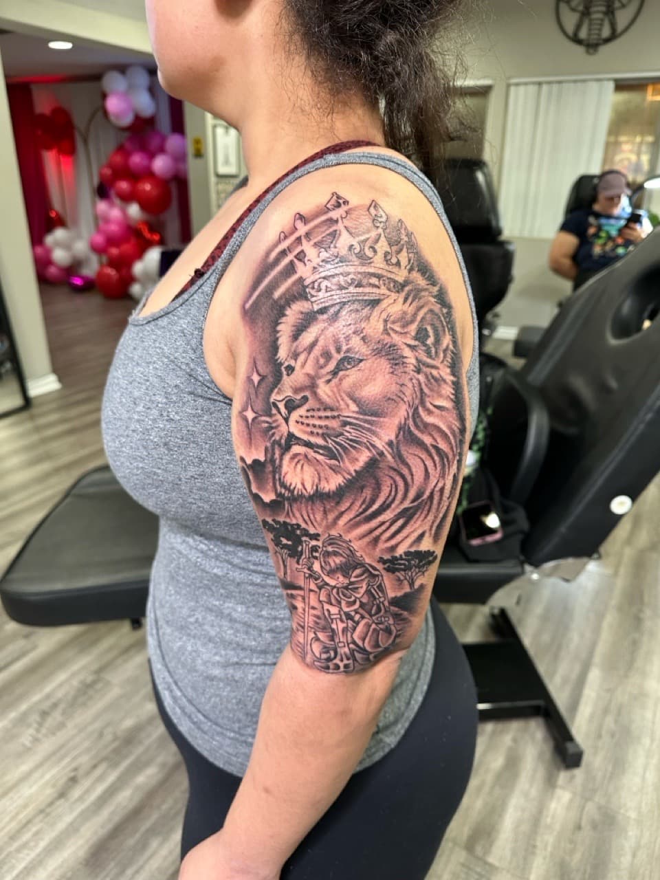 Black & Grey + Realism lion tattoo on Upper Arm by Tattoos_By_Dolph on TattMe