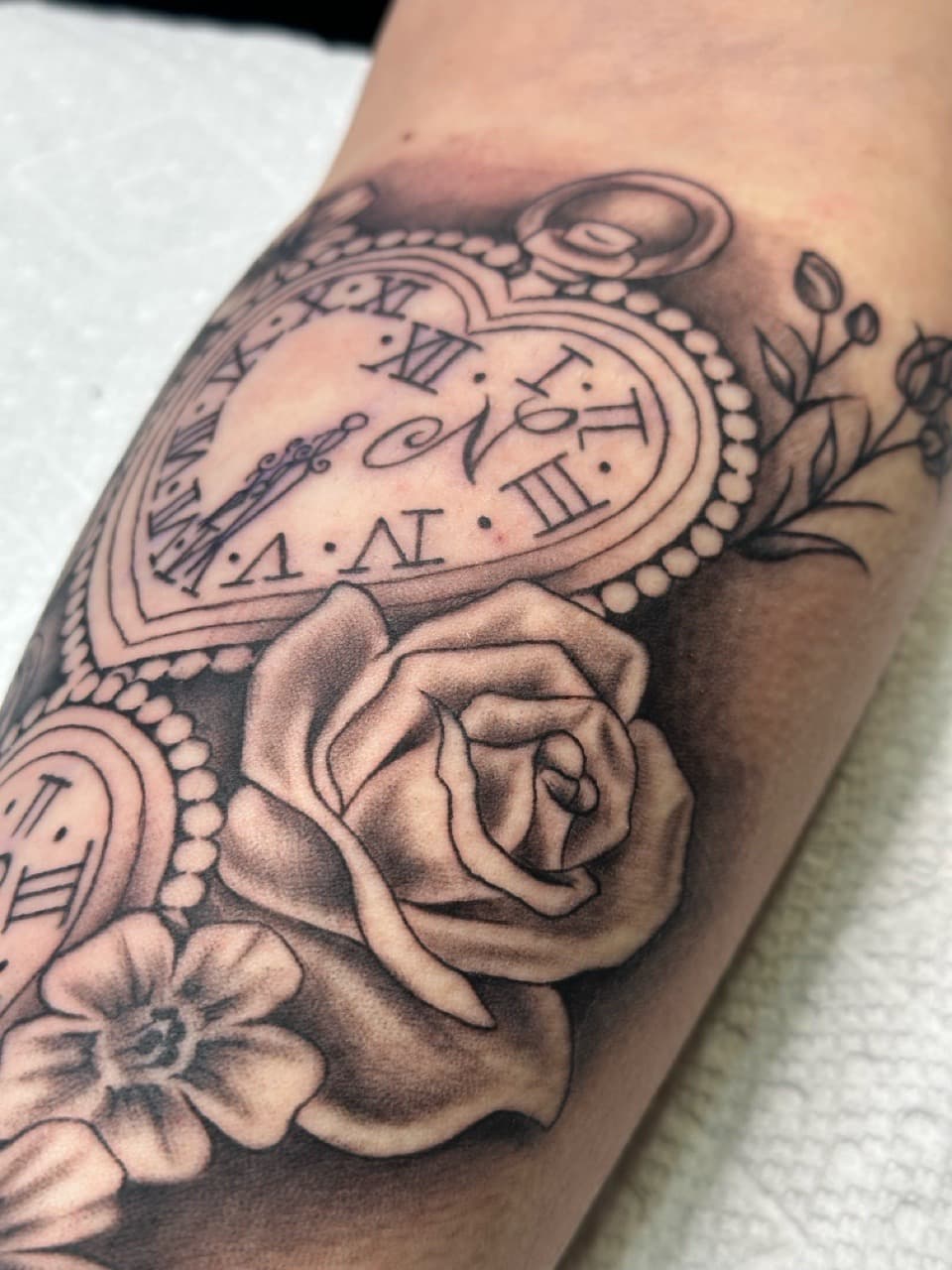 Black & Grey + Illustrative pocket watch tattoo on Forearm by Tattoos_By_Dolph on TattMe