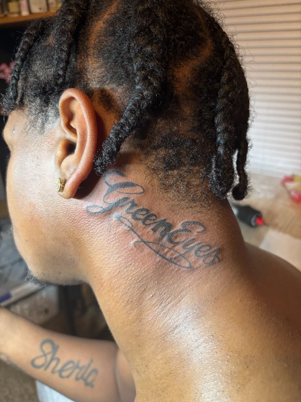 Lettering + Script name tattoo on Neck (Back) by tatsbyrayyy on TattMe