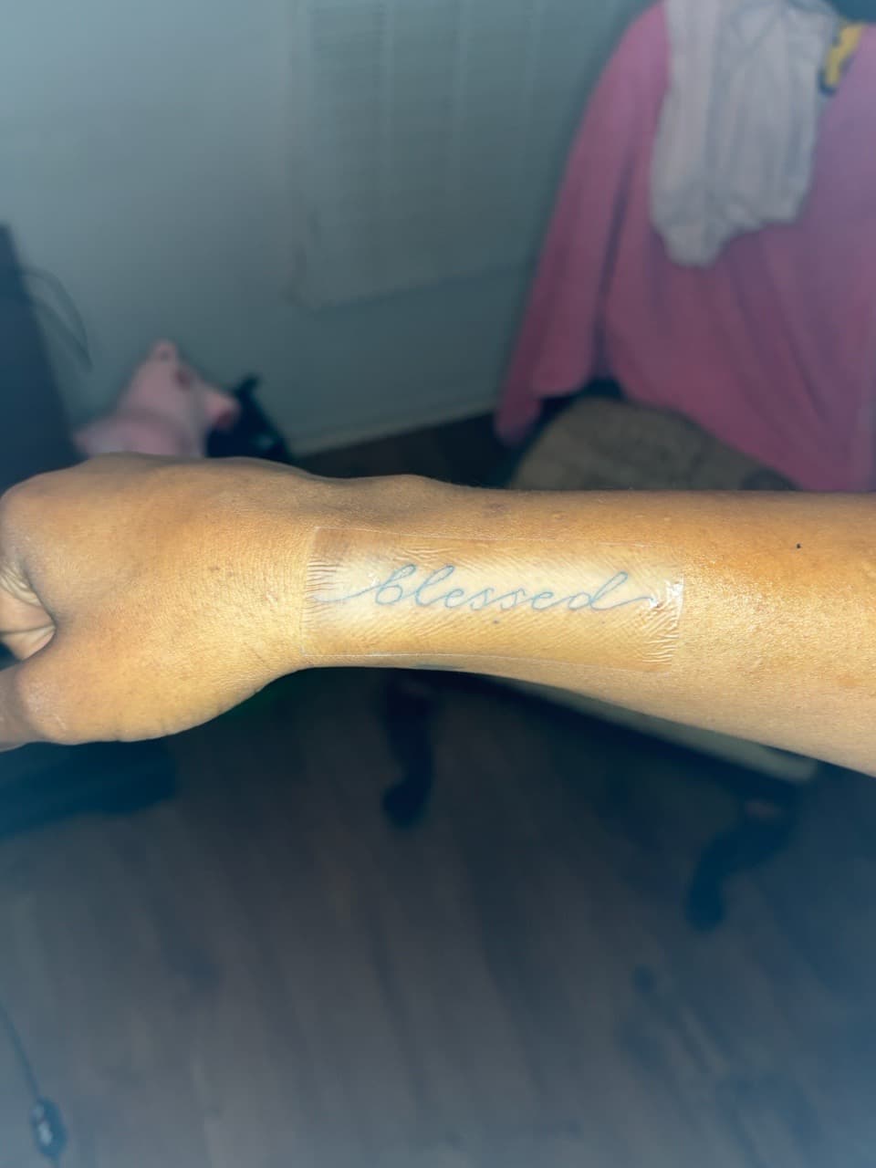 Lettering + Script blessed tattoo on Forearm by tatsbyrayyy on TattMe