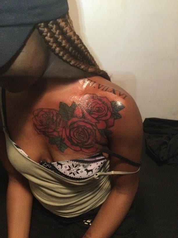 Traditional + American Traditional roses tattoo on Shoulder by MindBodyInkStudio on TattMe