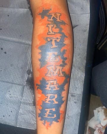 Lettering + Color letters tattoo on Shin by MindBodyInkStudio on TattMe
