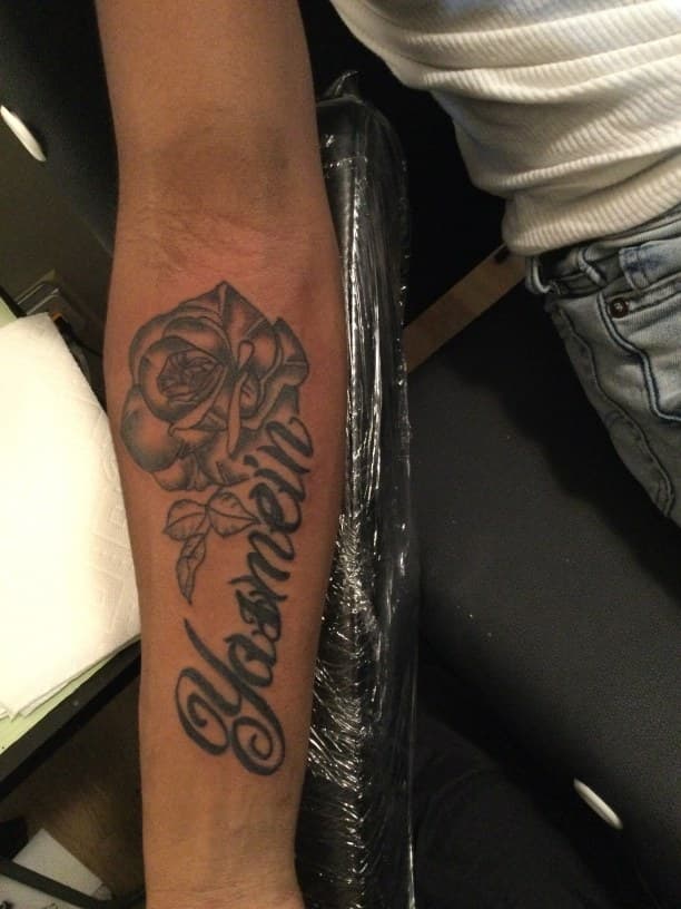 Black & Grey + Floral rose tattoo on Forearm by MindBodyInkStudio on TattMe