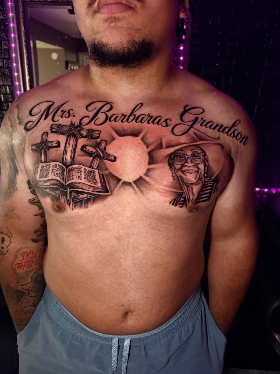 Black & Grey + Realism crosses tattoo on Chest by sixxinked on TattMe