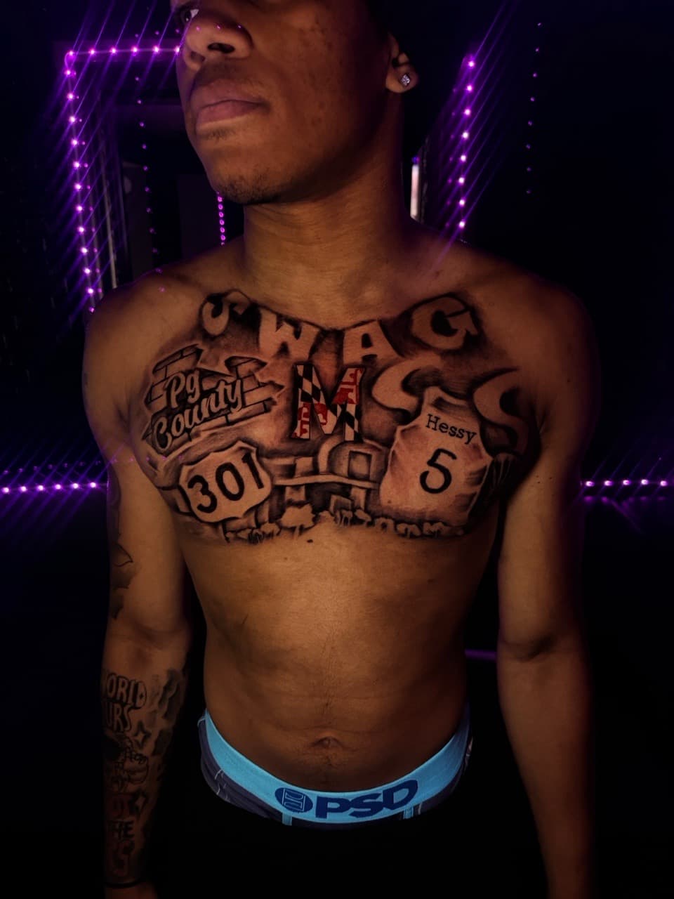Black & Grey + Lettering numbers tattoo on Chest by sixxinked on TattMe