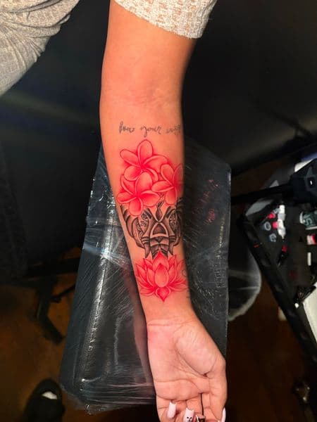 Black & Grey + Color elephant tattoo on Forearm by MaleekInkz on TattMe