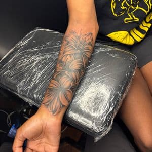 Floral + Black & Grey lilies tattoo on Forearm by MaleekInkz on TattMe