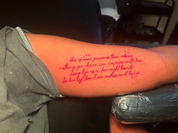 Lettering + Script quote tattoo on Forearm by MaleekInkz on TattMe