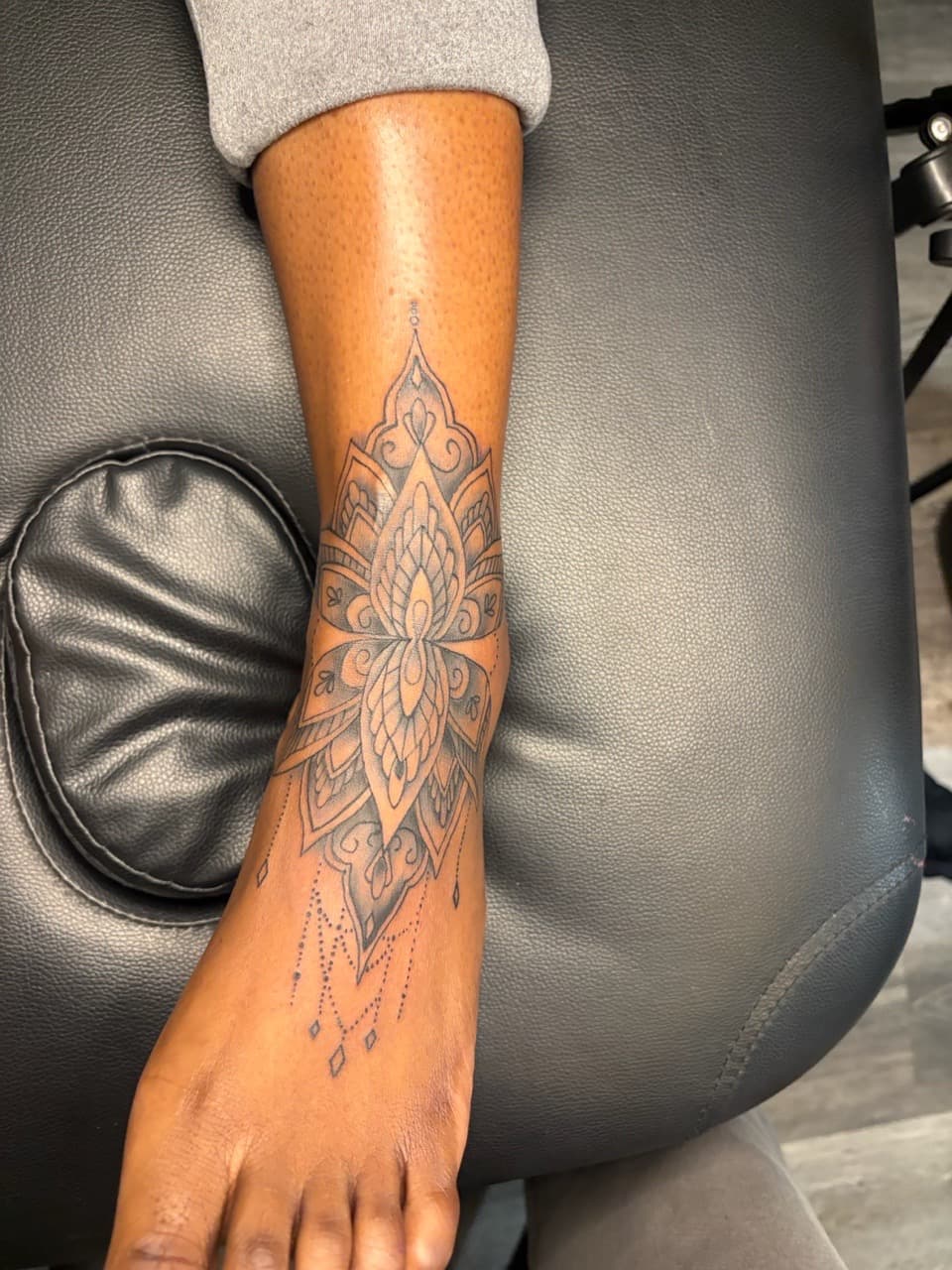 Mandala + Geometric pattern tattoo on Ankle by MaleekInkz on TattMe
