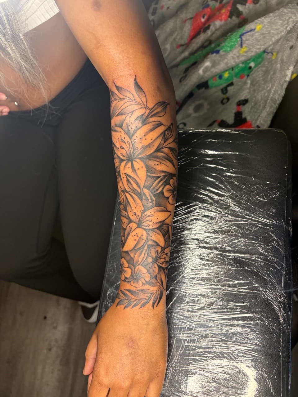 Floral + Black & Grey flowers tattoo on Forearm by MaleekInkz on TattMe