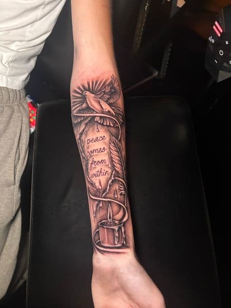 Photo Realism + Illustrative Realism dove tattoo on Forearm by MaleekInkz on TattMe