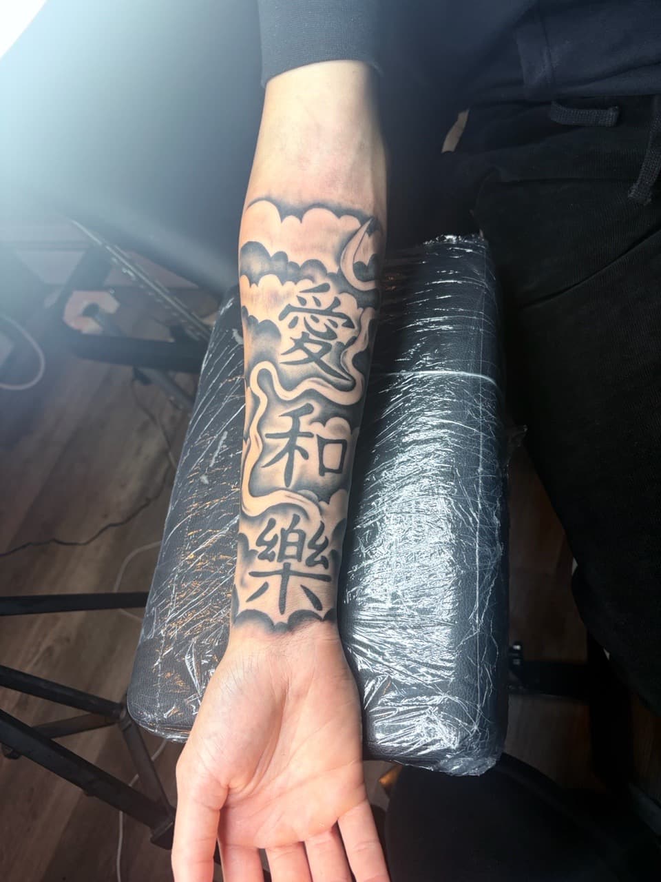 Japanese + Lettering kanji tattoo on Forearm by MaleekInkz on TattMe