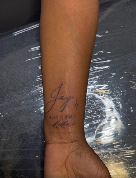 Fine Line + Lettering name tattoo on Wrist by Wasted_Ink on TattMe