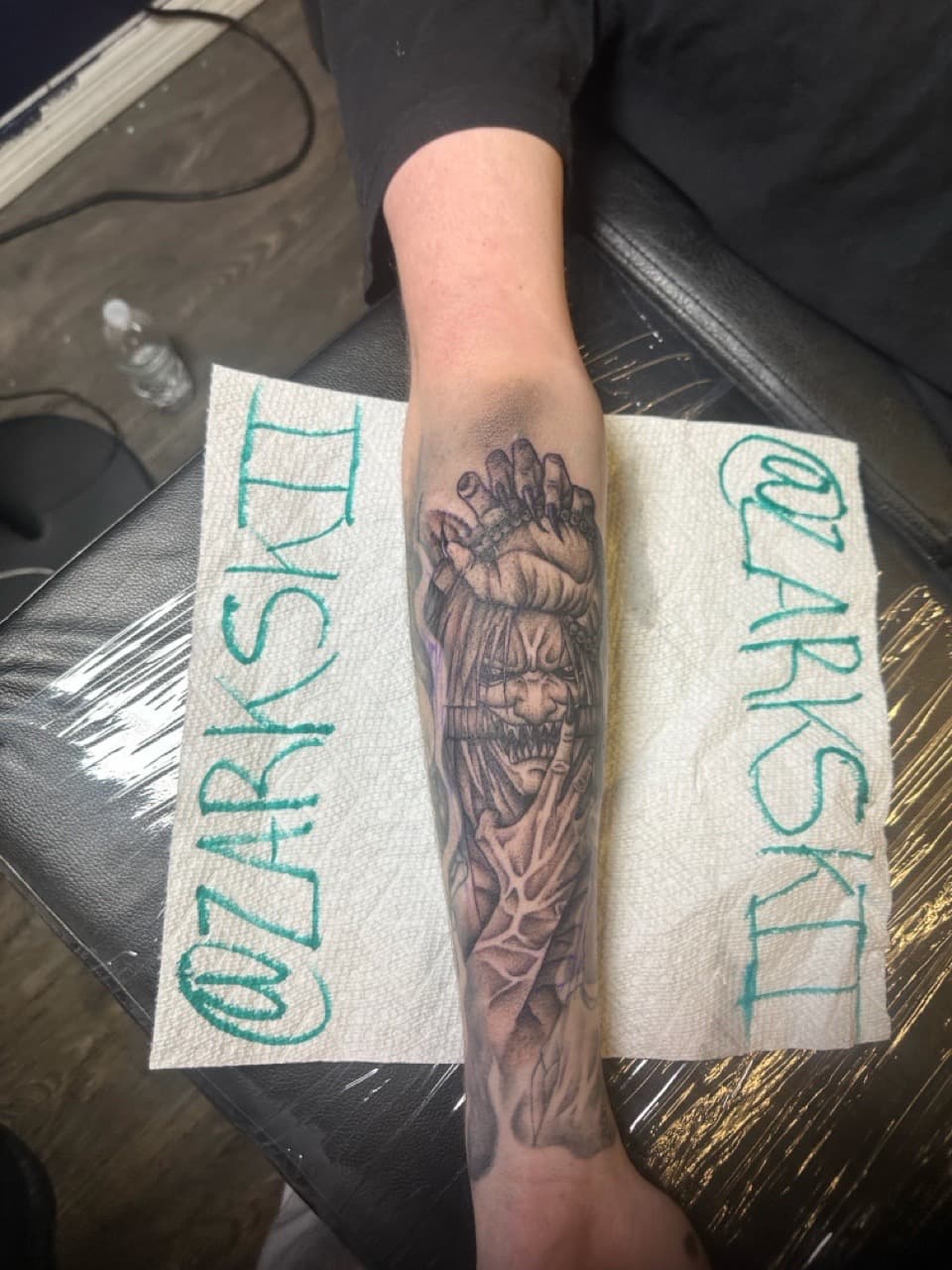Black & Grey + Illustrative demon tattoo on Forearm by Zarkskii_LLC on TattMe