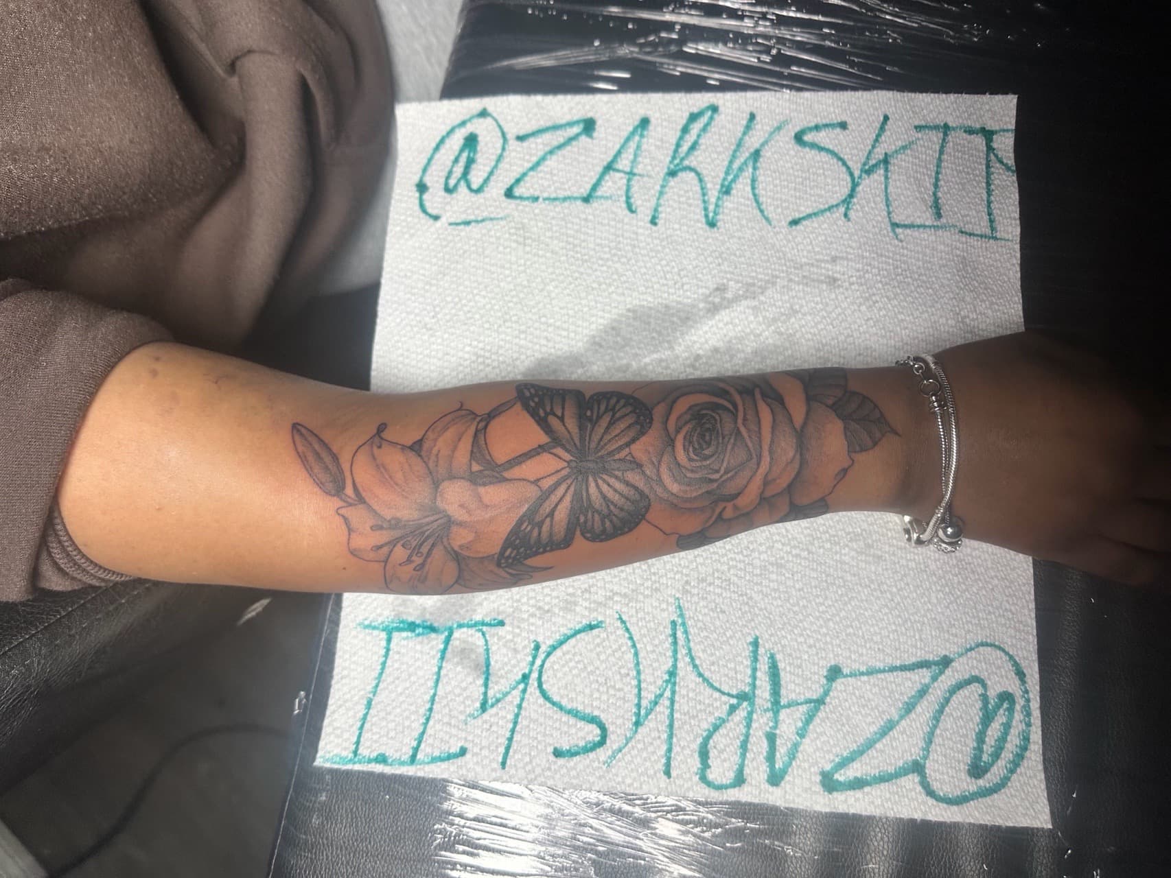Floral + Illustrative butterfly tattoo on Forearm by Zarkskii_LLC on TattMe