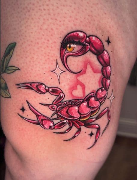 Neo-Traditional + Color scorpion tattoo on Thigh by Ruemorr on TattMe