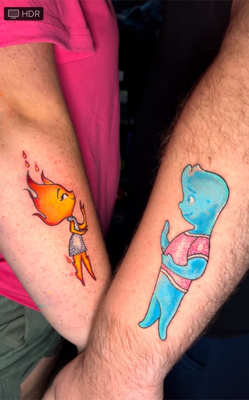 Cartoon + Color elemental tattoo on Forearm by Rey_Sanchez on TattMe