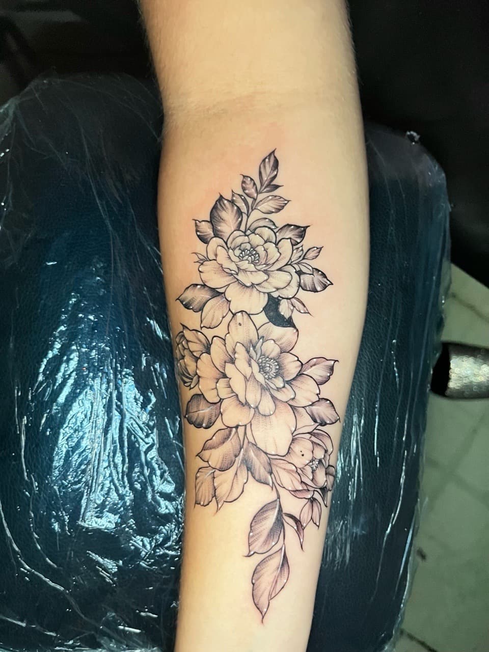 Floral + Black & Grey flowers tattoo on Forearm by Rey_Sanchez on TattMe