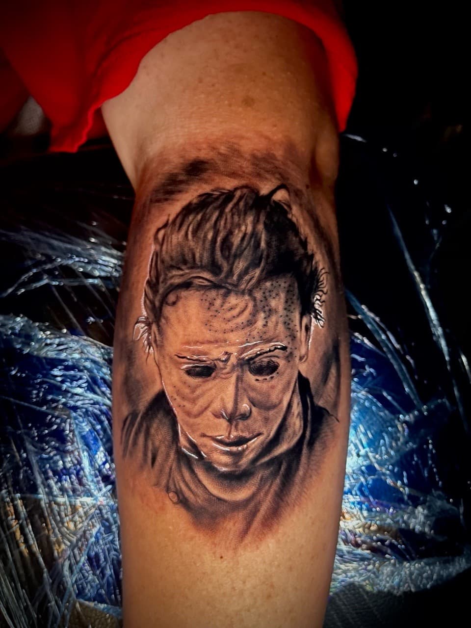 Black & Grey + Realism michael myers tattoo on Forearm by Rey_Sanchez on TattMe