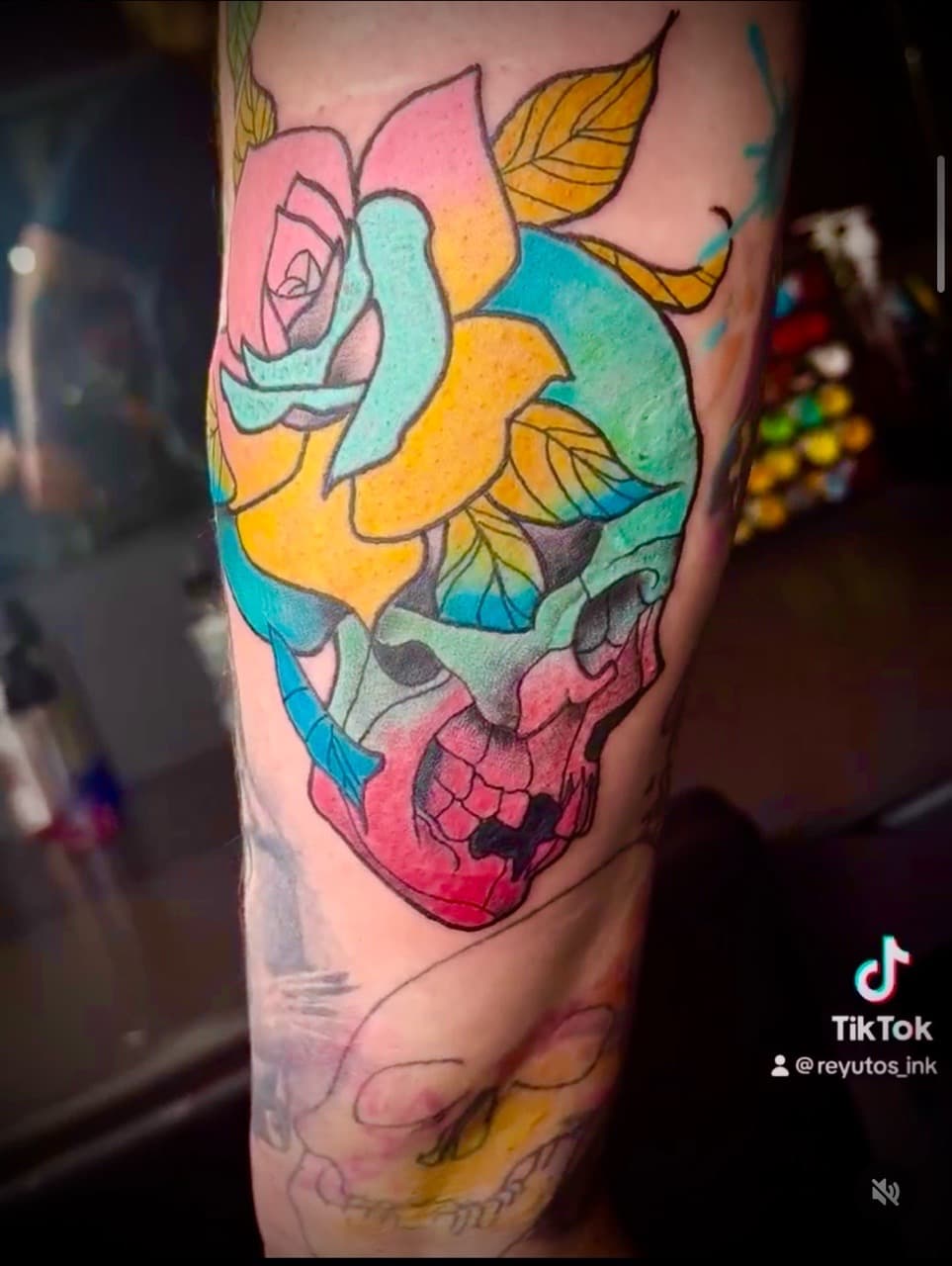 Color + Illustrative skull tattoo on Forearm by Rey_Sanchez on TattMe