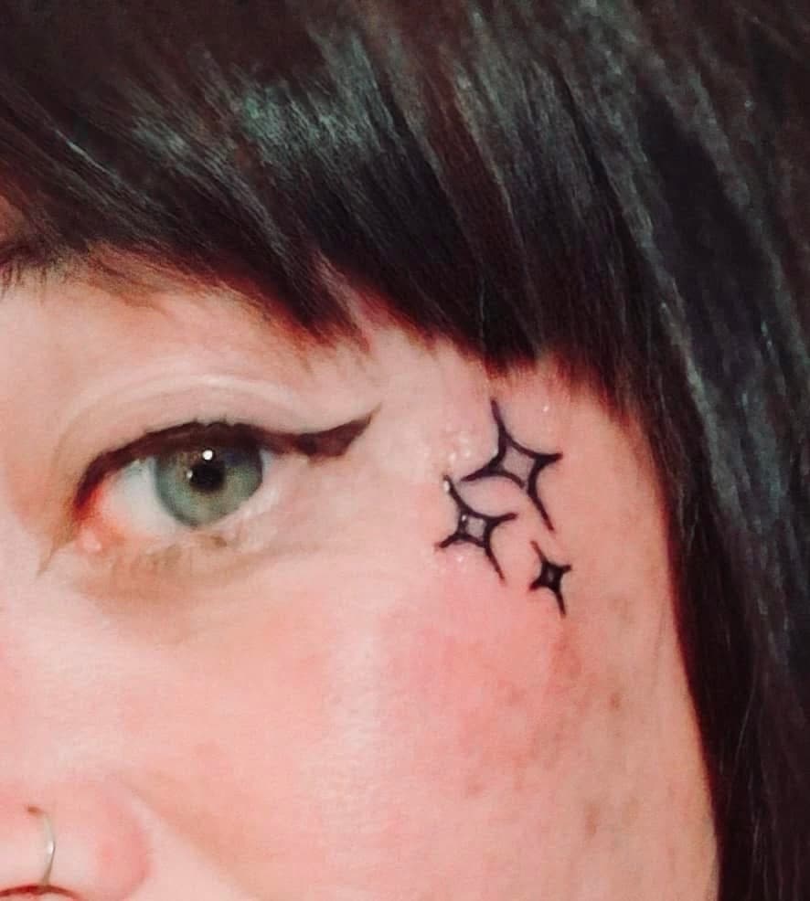 Fine Line + Minimalist stars tattoo on Face by Night_Veil_Ink on TattMe