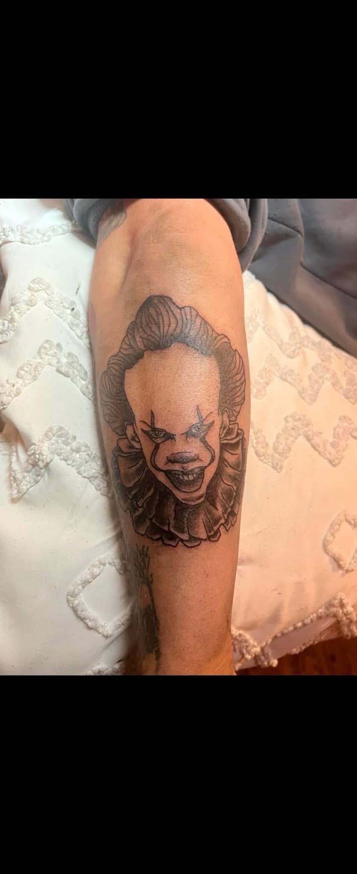 Black & Grey + Illustrative pennywise tattoo on Calf by Night_Veil_Ink on TattMe
