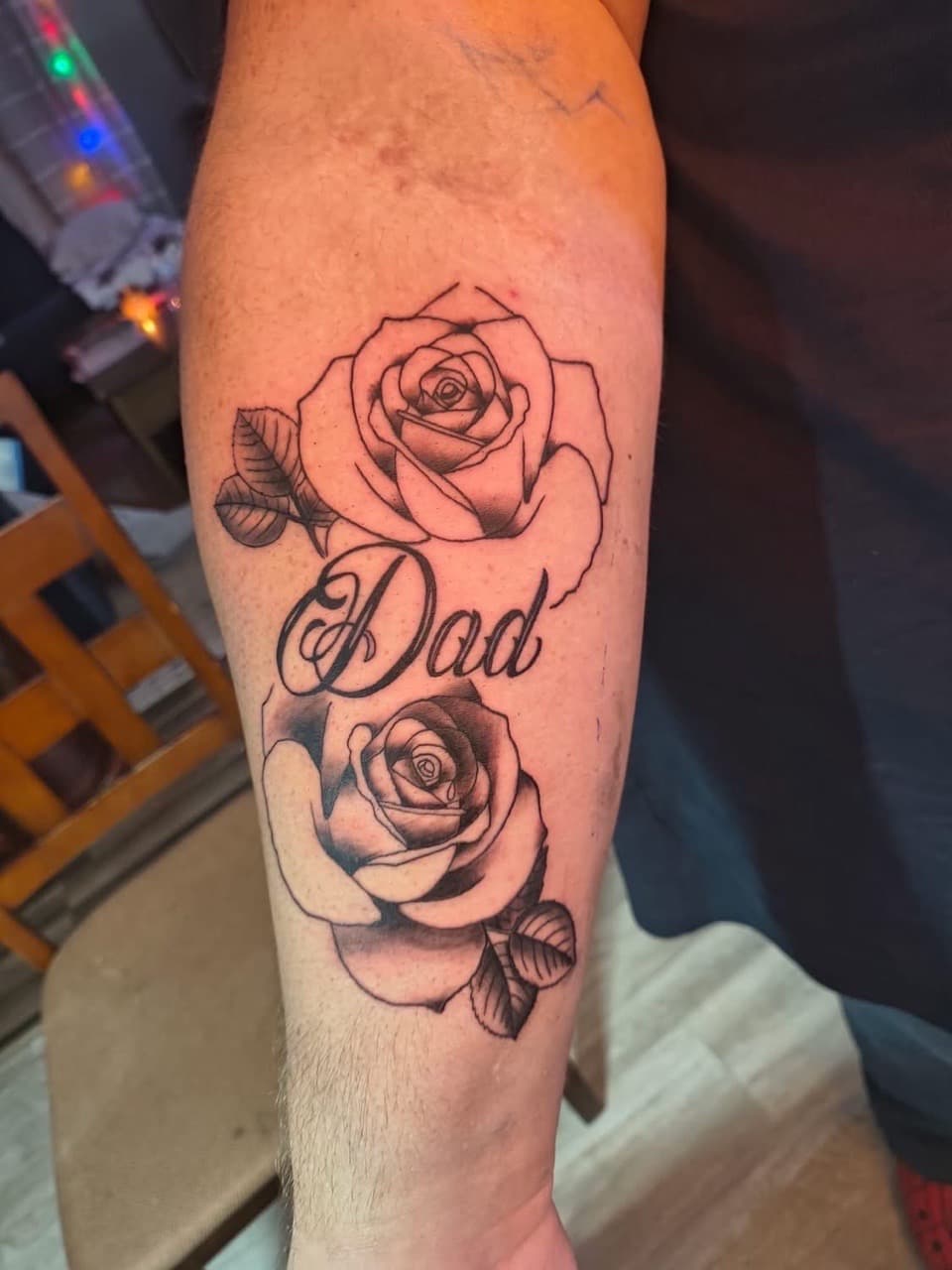 Black & Grey + Floral roses tattoo on Forearm by Night_Veil_Ink on TattMe