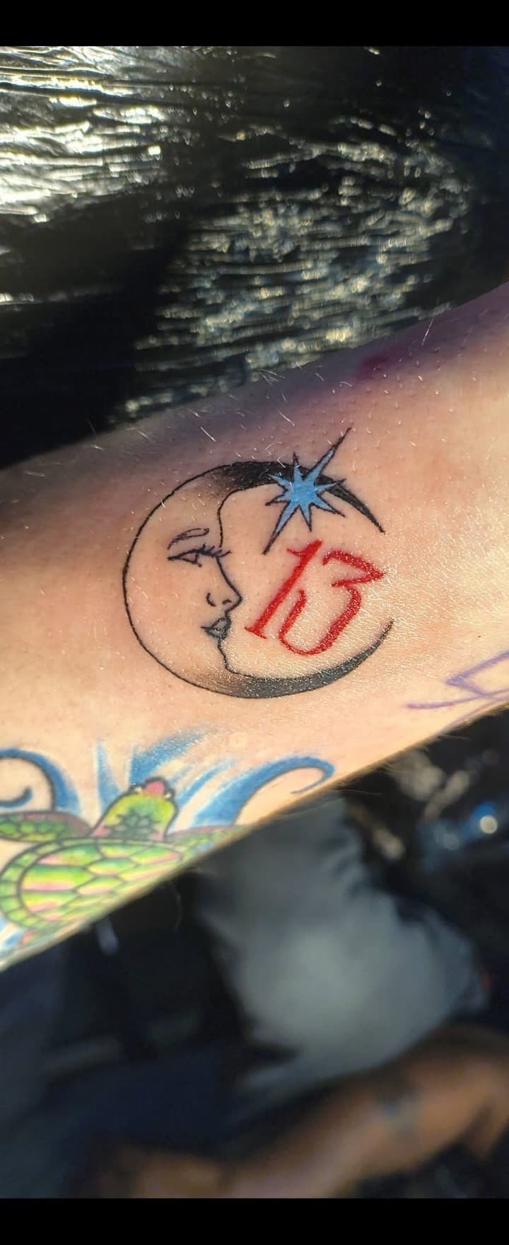 Color + Illustrative moon tattoo on Forearm by Night_Veil_Ink on TattMe