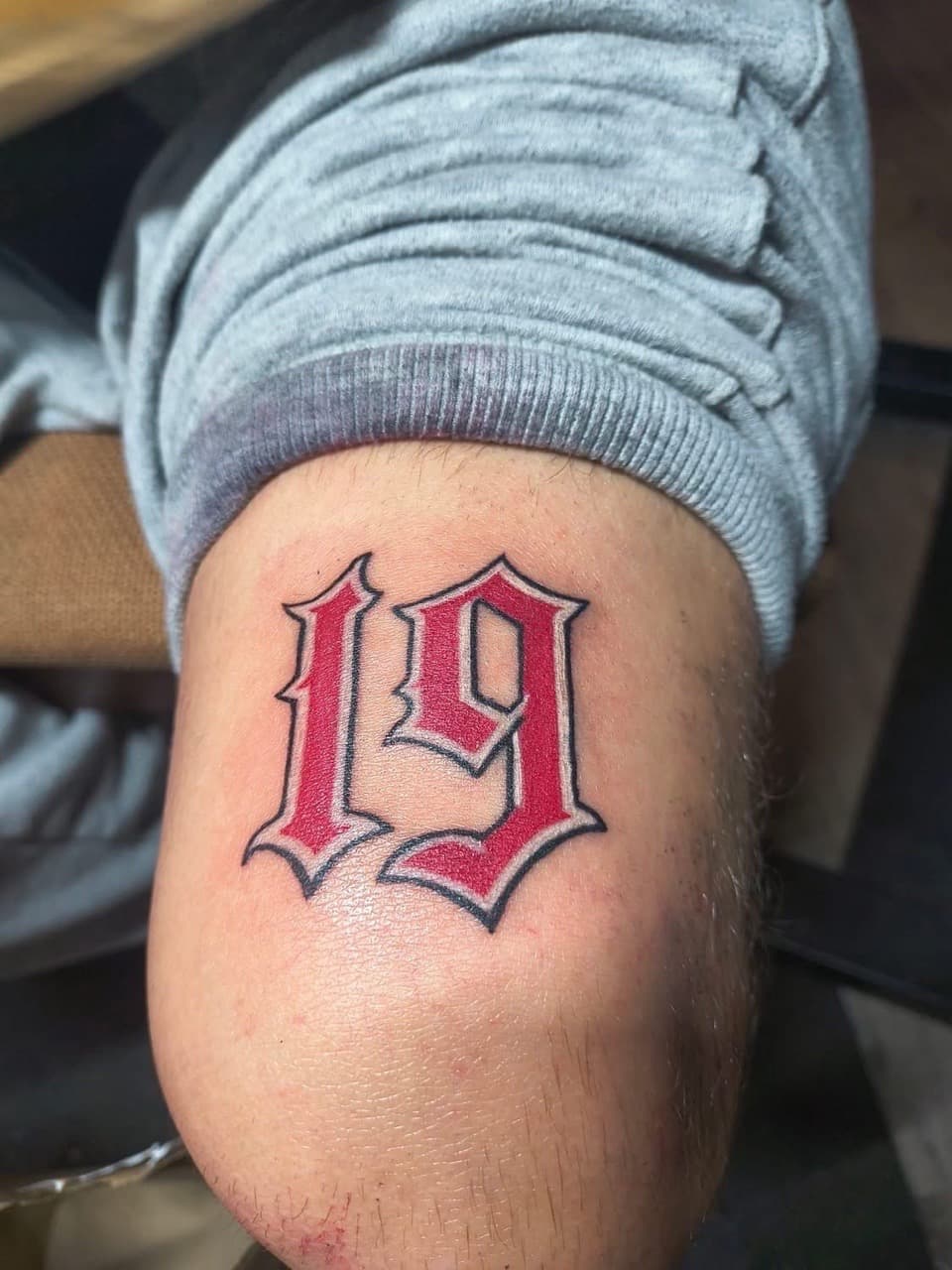 Lettering + Script number tattoo on Upper Arm by Night_Veil_Ink on TattMe
