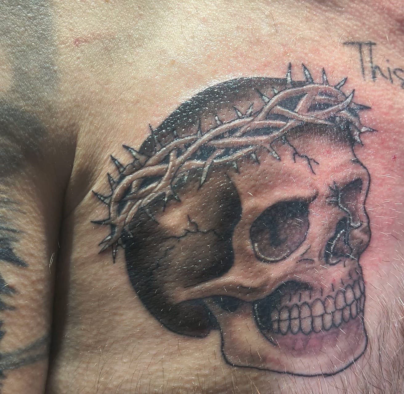 Black & Grey + Realism skull tattoo on Chest by Night_Veil_Ink on TattMe