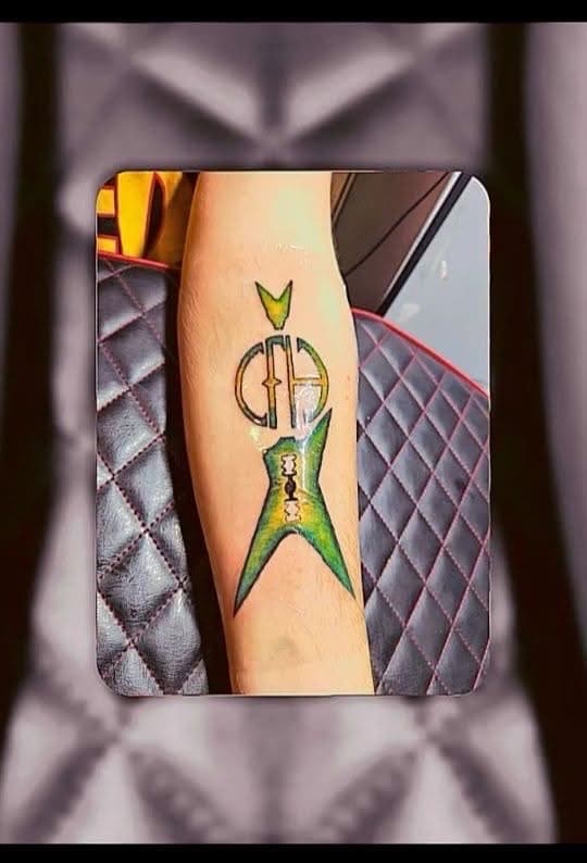 New School + Color guitar tattoo on Forearm by Night_Veil_Ink on TattMe