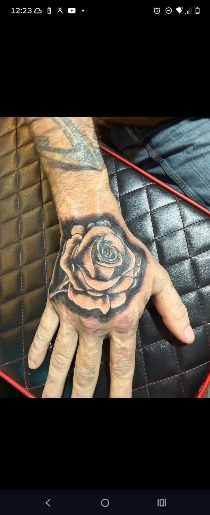 Black & Grey + Floral rose tattoo on Hand by Night_Veil_Ink on TattMe