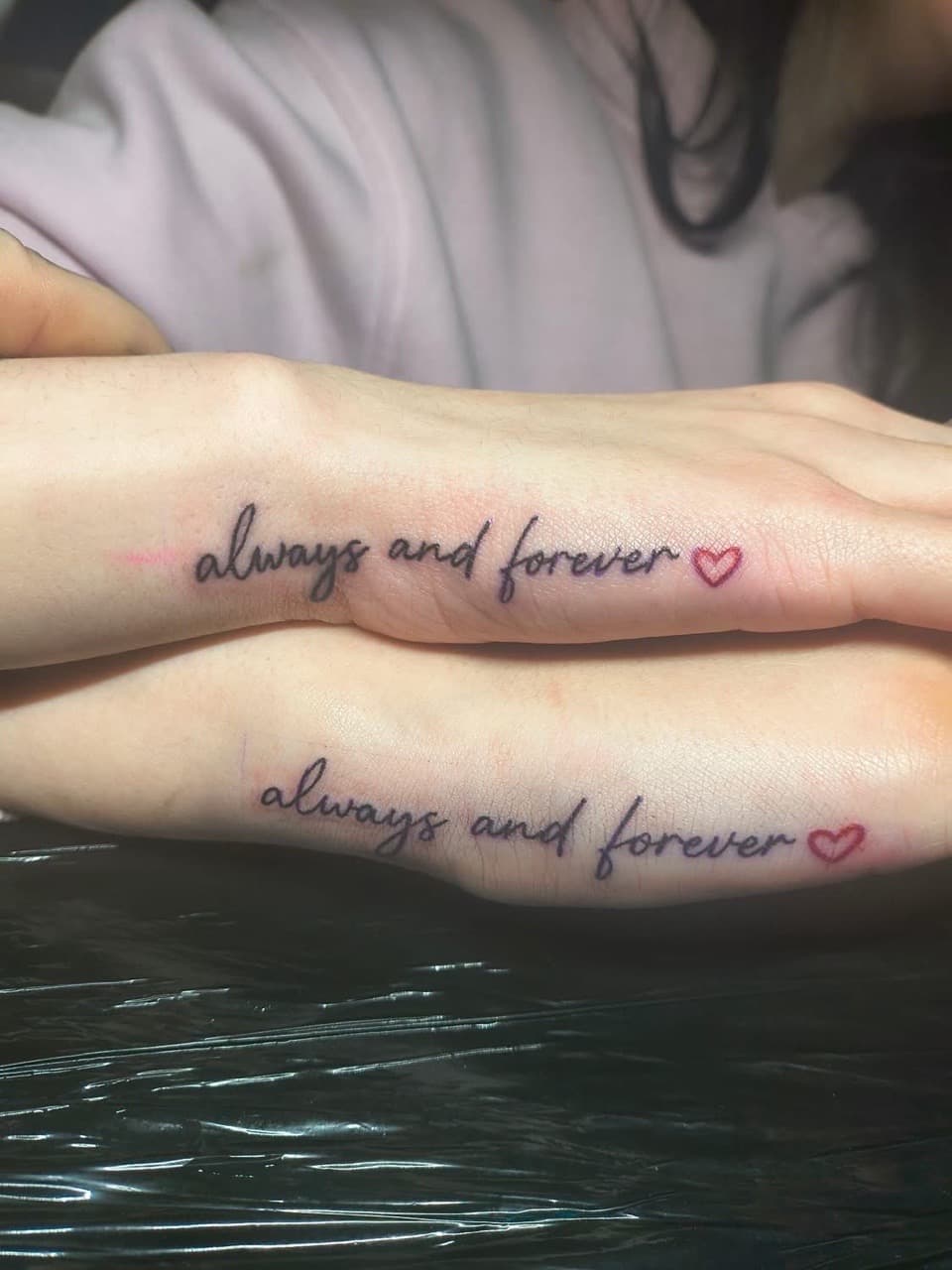 Lettering + Script heart tattoo on Wrist by Night_Veil_Ink on TattMe