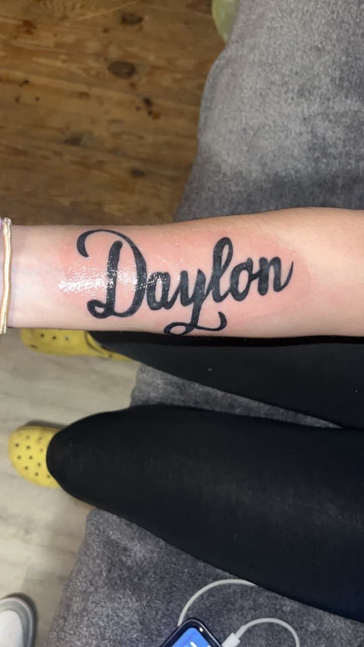 Lettering + Script name tattoo on Forearm by JrrrInkkk on TattMe