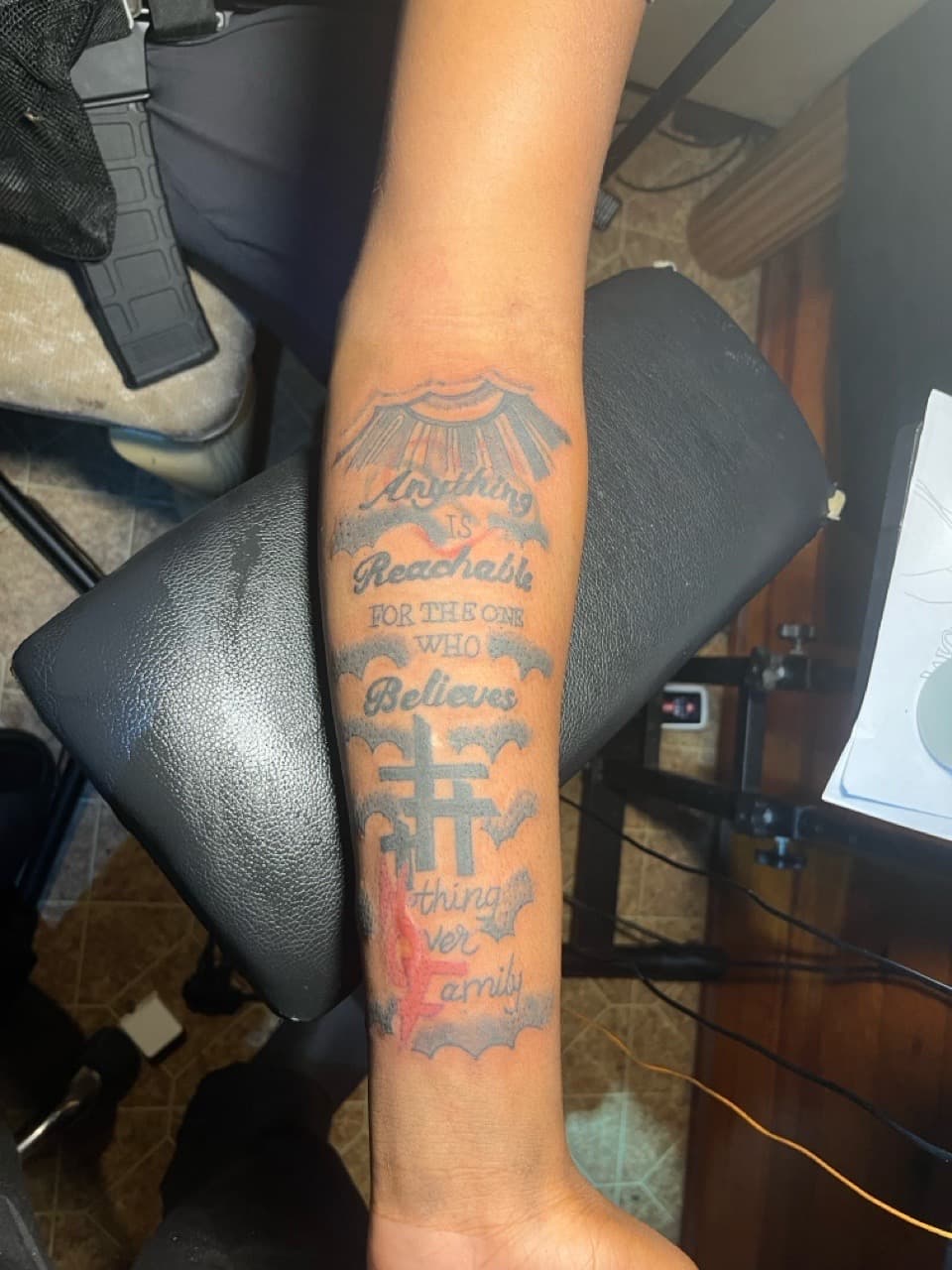 Lettering + Black & Grey sun tattoo on Forearm by JrrrInkkk on TattMe