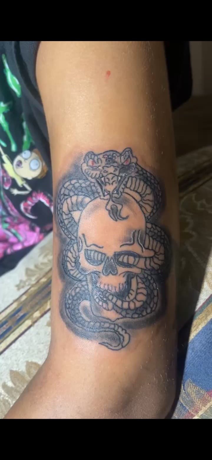 Black & Grey + Illustrative skull tattoo on Forearm by JrrrInkkk on TattMe