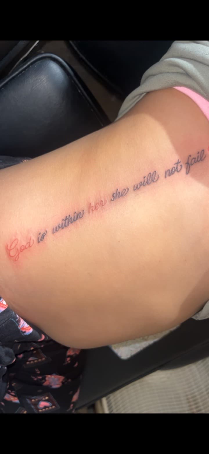 Lettering + Script quote tattoo on Thigh by JrrrInkkk on TattMe
