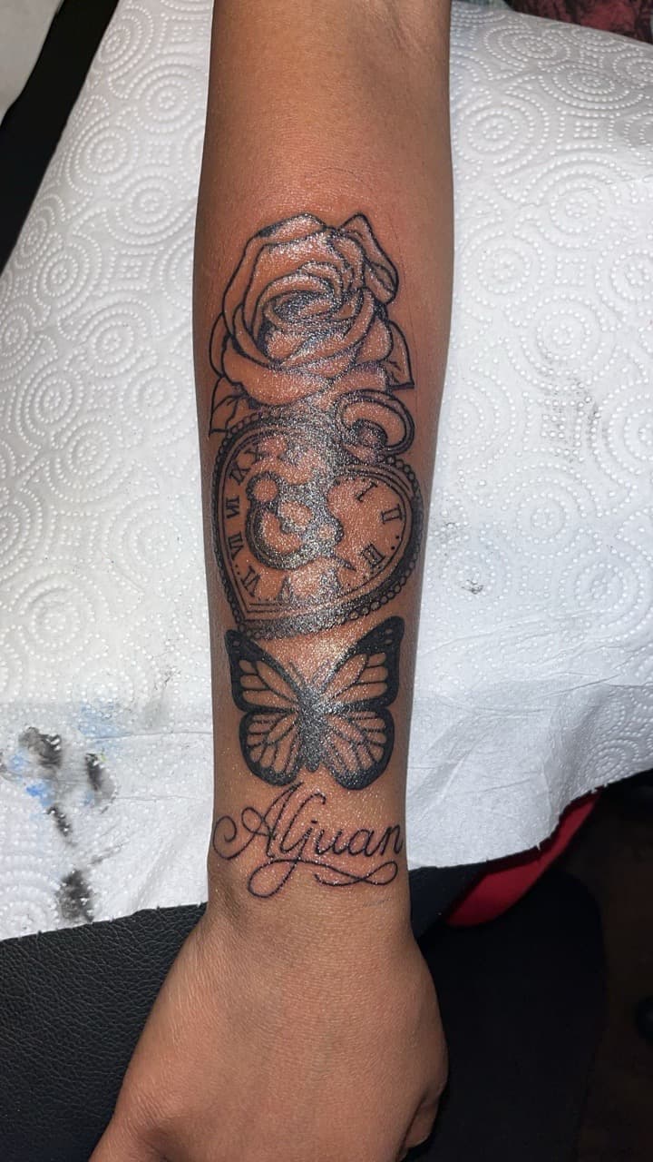 Fine Line + Black-work rose tattoo on Forearm by JrrrInkkk on TattMe