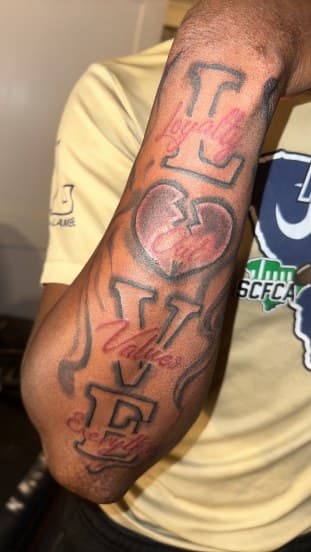 Lettering + Script letters tattoo on Forearm by Jamarious_Cook on TattMe