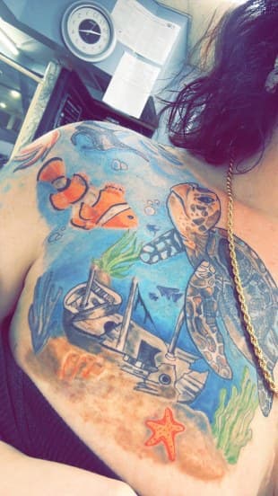 Color + Illustrative clownfish tattoo on Shoulder by Jamarious_Cook on TattMe