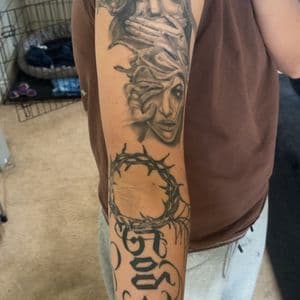 Black & Grey + Realism medusa tattoo on Half Sleeve by Jamarious_Cook on TattMe