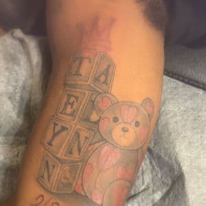Illustrative + Color teddy bear tattoo on Upper Arm by Jamarious_Cook on TattMe