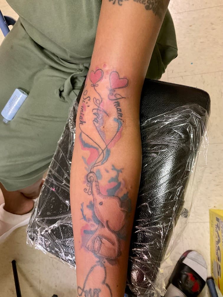 Watercolor + Lettering elephant tattoo on Forearm by Jamarious_Cook on TattMe