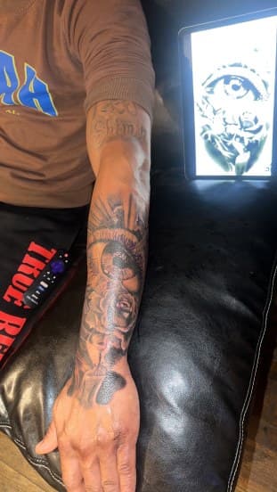Black & Grey + Illustrative Realism eye tattoo on Forearm by Jamarious_Cook on TattMe