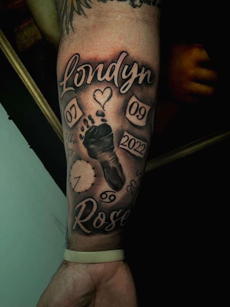 Script + Lettering name tattoo on Forearm by Shuri_Tatts on TattMe