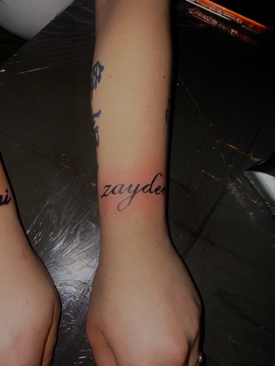 Lettering + Script name tattoo on Wrist by Deanna_inks on TattMe