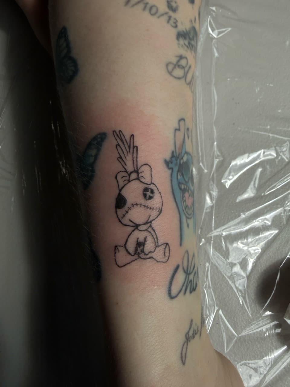 Line-work + Cartoon voodoo doll tattoo on Forearm by Deanna_inks on TattMe