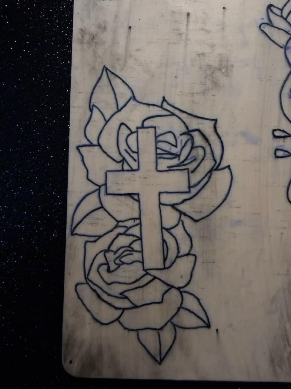 Line-work + Floral cross tattoo by Tatted_by_Z on TattMe